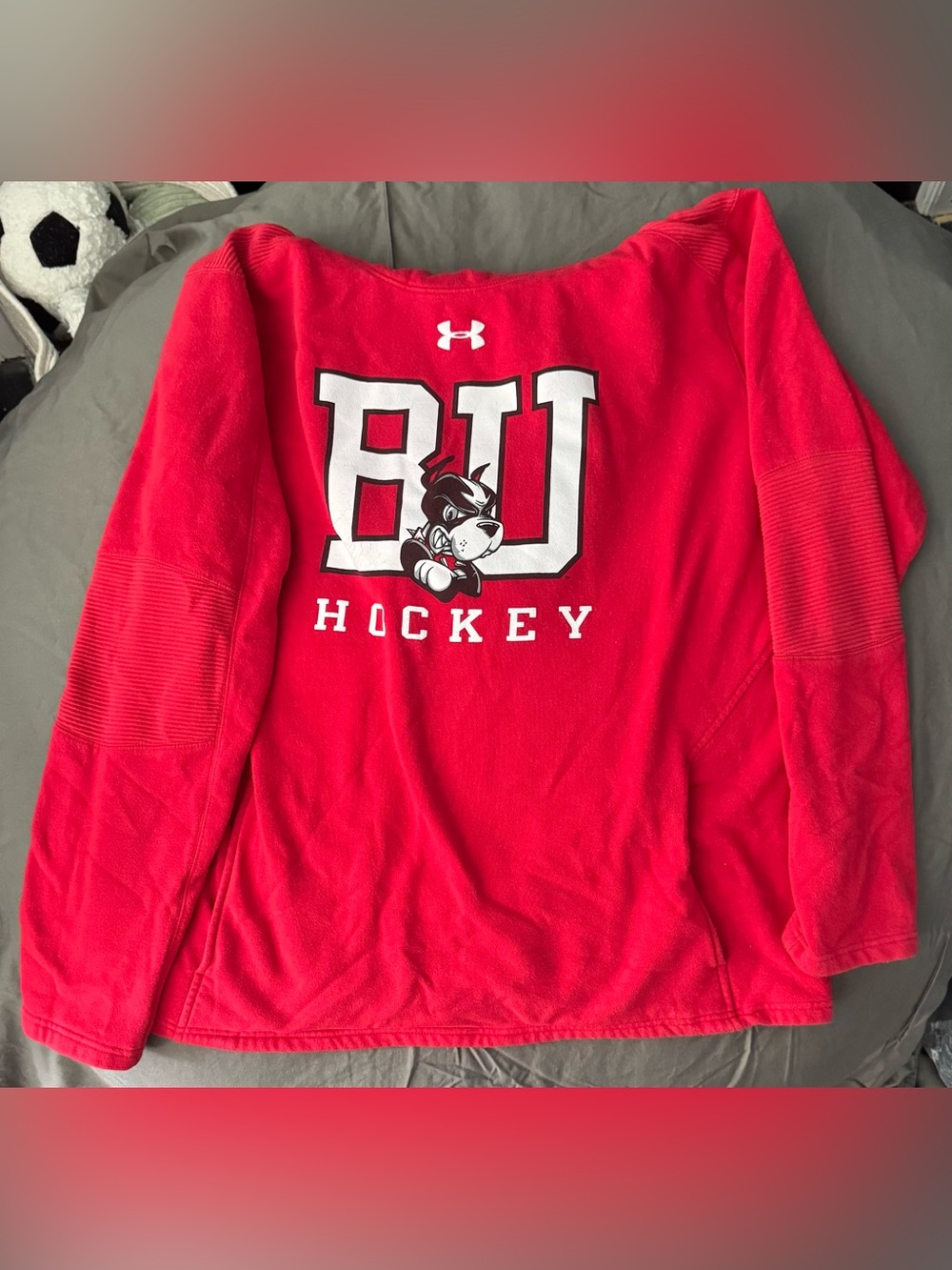 Under Armour Red and Gray Fleece-Lined Hoodie